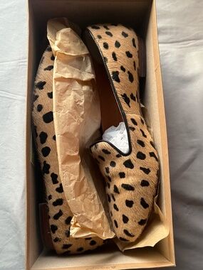 Madewell Teddy Loafer 8 Calf Hair Truffle Animal Print Flat Slip On Leather